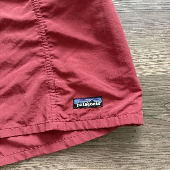 Vintage 90s Patagonia Belted River Shorts Baggies Swim Trunks Red Mens Large 5" - Picture 2 of 8